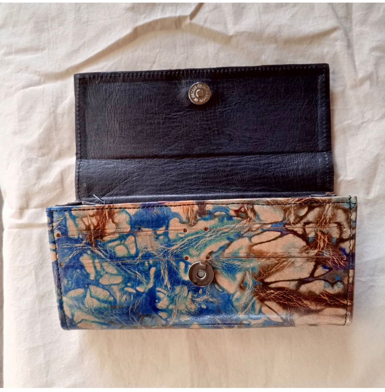 Portefeuille bleu marbré — maroquinerie Dalifini So